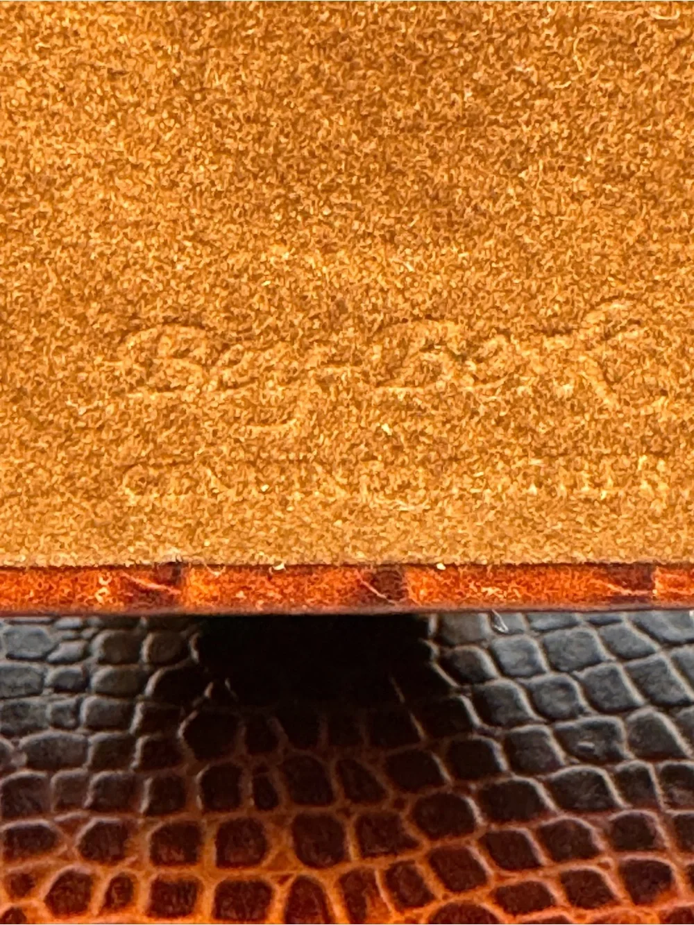 Vintage BEY-BERK Croco Leather 3-Piece Desk Set Gold Suede Lined Organizer